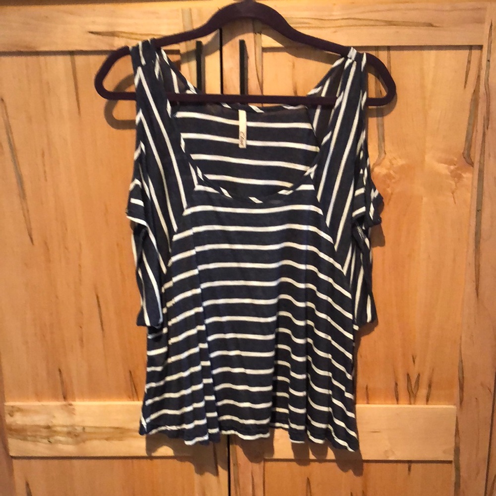 Blue and white striped top